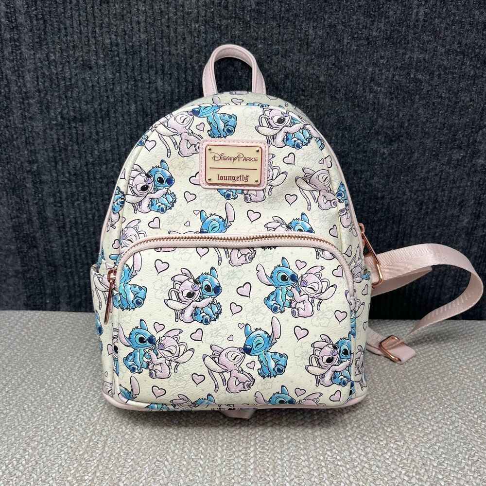 Loungefly Disney Parks Exclusive Mini Backpack Lilo & Stitch Angel Hearts Bag - Picture 1 of 6